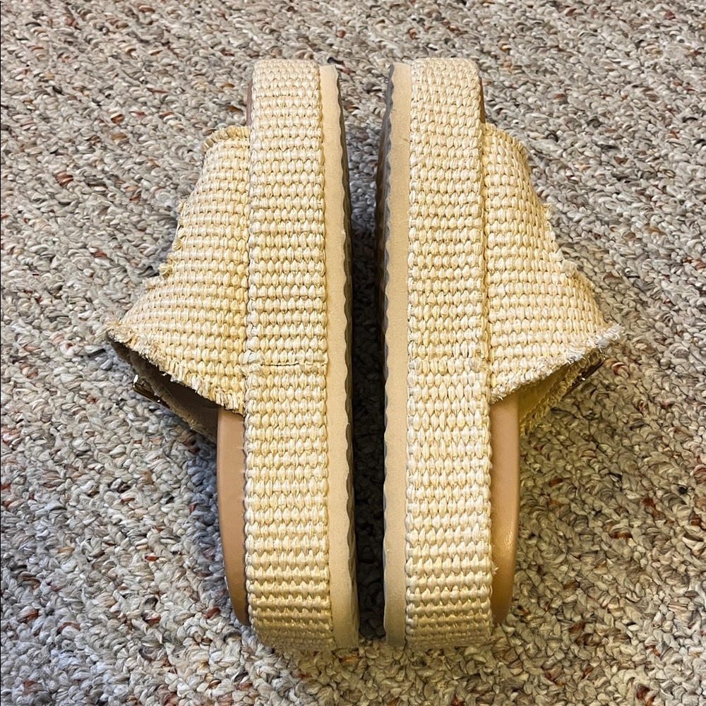 Steve Madden Beige Woven Double-Buckle Platform Sandals - Picture 9 of 12